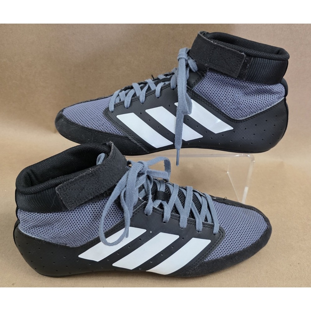 Adidas (Sz 9) Mens Mat Hog 2.0 Black Wrestling Shoes High Top MMA Boxing FZ5391
